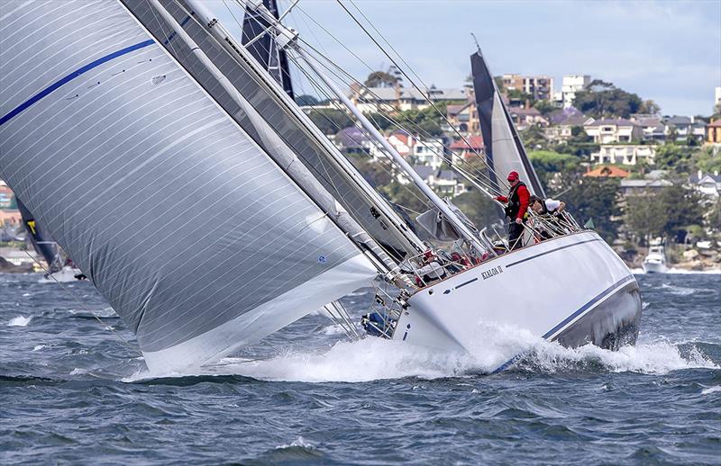 Kialoa II powers down Sydney Harbour photo copyright Bow Caddy Media taken at Cruising Yacht Club of Australia and featuring the IRC class