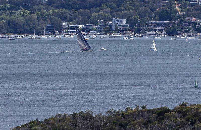 Moneypenny crosses the finish line. - photo © Bow Caddy Media