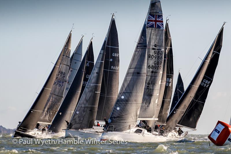 IRC Two start, Gentoo, during HYS Hamble Winter Series Race Week 7 - photo © Paul Wyeth / www.pwpictures.com