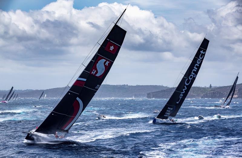 SHK Scallywag 100 was the first yacht to exit the heads at the entrance to Sydney Harbour photo copyright Rolex / Andrea Francolini taken at Cruising Yacht Club of Australia and featuring the IRC class