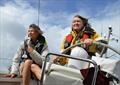 Annette Hesselmans (left) and sister Mary-Jane Wagenfeld at the helm © Annette Hesselmans