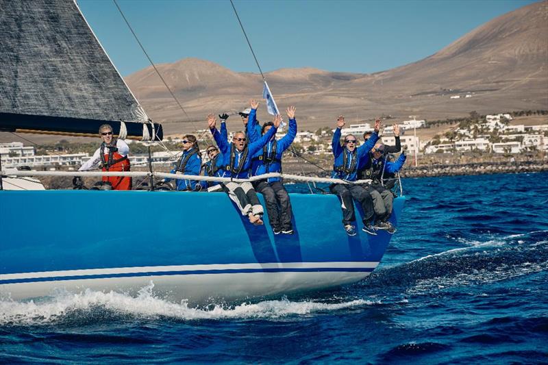 Carlo Vroon's Dutch entry, Diana bid farewell to Lanzarote, Canary Islands as they head off after the start - RORC Transatlantic Race - photo © James Mitchell
