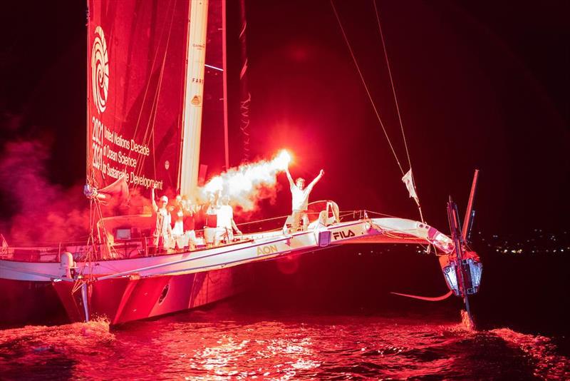 Giovanni Soldini's Multi70 Maserati has taken Multihull Line Honours in the 2022 RORC Transatlantic Race. Congratulations to the team: Skipper: Giovanni Soldini, Vittorio Bissaro, Oliver Herrera Perez, Thomas Joffrin, Francesco Pedol & Matteo Soldini photo copyright RORC / Arthur Daniel taken at Royal Ocean Racing Club and featuring the IRC class