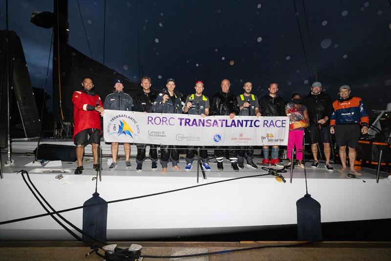 Team L4 Trifork for the RORC Transatlantic Race: Bouwe Bekking, Jens, Dolmer Søren Kristensen, Joern Larsen, Aksel Magdahl, Juan Pablo, Marcos Totto, Klaes Meier-andersen Stefano Nava, Simbad Quiroga, Joca Signorini  photo copyright Arthur Daniel / RORC taken at Royal Ocean Racing Club and featuring the IRC class