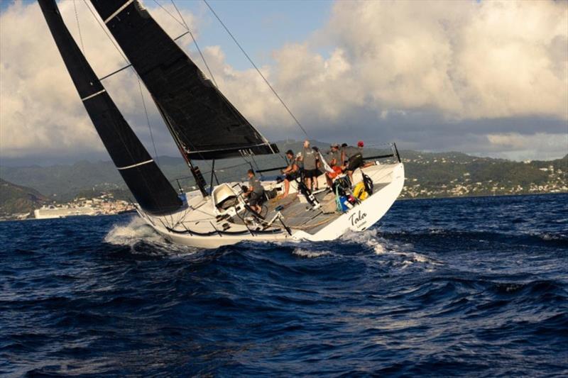 Tala crossed the finish line off Camper & Nicholsons Port Louis Marina and headed for the Carenage and the dock for a warm welcome - photo © Arthur Daniel / RORC