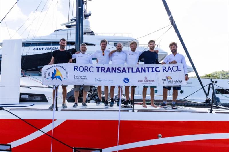 Orc 50 Club 5 Oceans finished the race on 20 January and received a great welcome dockside in Grenada: Team Club 5 Oceans were: Oleg Dudkin, Quentin le Nabour, Michele Lecce, Romain Szyjan, Evgeny Tokarev, Bram Vanspengen , Vadim Yakimenko - photo © RORC
