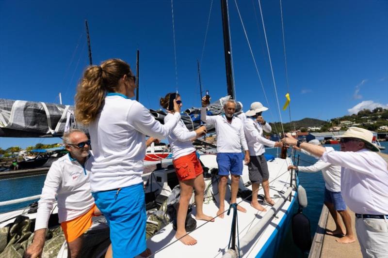 A warm welcome and cold beers on arrival for the crew of Tonnerre de Glen - photo © Arthur Daniel / RORC