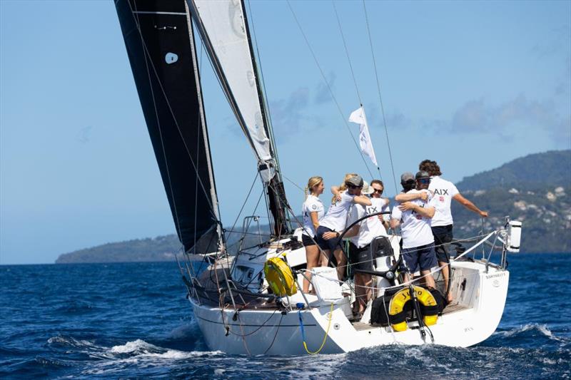 A family affair and ambition achieved as Christopher Daniel's J/122 (Juno) crossed the RORC Transatlantic Race finish line in Grenada - photo © Arthur Daniel / RORC