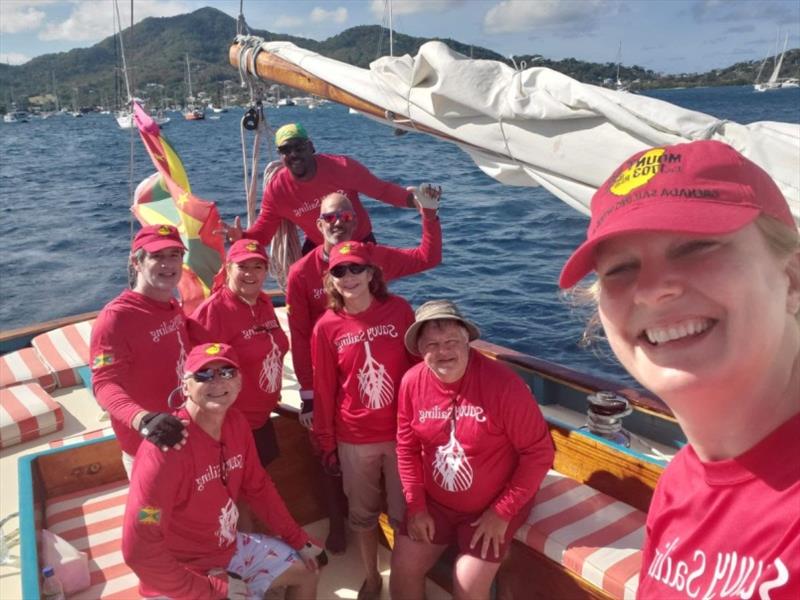 Danny Donelan's Cajun Crew on board Carriacou Sloop Savvy - Island Water World Grenada Sailing Week - photo © Kristina Boudreaux