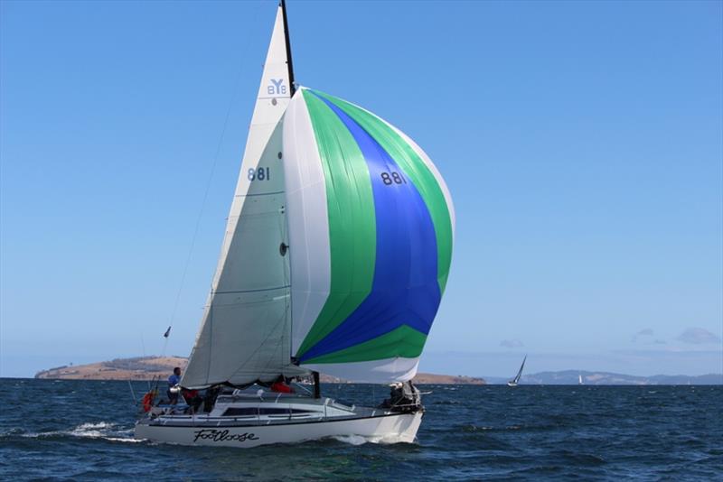 Footloose (Stewart Geeves) had a terrific day on the River Derwent in Group 3 of the Combined Clubs Harbour Series in Hobart photo copyright Peter Watson taken at  and featuring the IRC class
