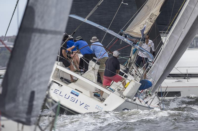 Elusive in the thick of it on day 1 of the 2022 Sydney Harbour Regatta photo copyright Andrea Francolini / MHYC taken at Middle Harbour Yacht Club and featuring the IRC class