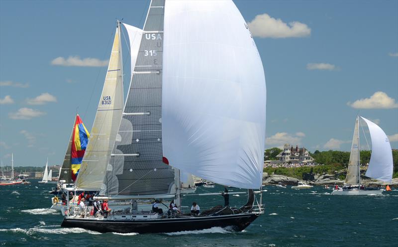 Starting the 2012 race at Castle Hill, Newport, in a fresh northerly, Rives Potts' McCurdy & Rhodes 48 Carina shows the form that led to her third St. David's Lighthouse Trophy win that year photo copyright Talbot Wilson / PPL taken at Royal Bermuda Yacht Club and featuring the IRC class