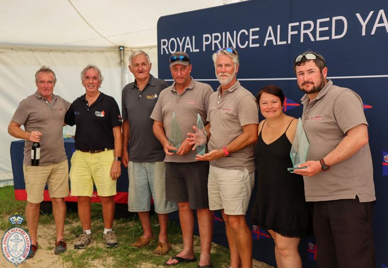 RPAYC Rear Commodore of Racing Robert McClelland and CHYC Commodore John Wait present trophies to LCE Old School Racing - Club Marine Pittwater to Coffs Harbour Yacht Race - photo © RPAYC Media