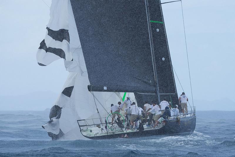 The spinnaker explodes on Bella Mente during a squall - Les Voiles de St. Barth Richard Mille 2022 - photo © Christophe Jouany
