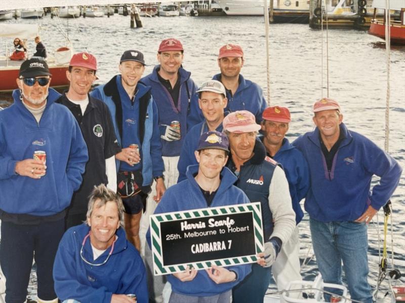 Nigel Jones (holding board), Cam McKenzie (behind Nigel in grey cap) and Cadibarra 7 crew - 25th Westcoaster - photo © ORCV