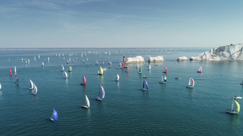 Round the Island Race fleet at the Needles photo copyright Paul Wyeth / www.pwpictures.com taken at Island Sailing Club, Cowes and featuring the IRC class