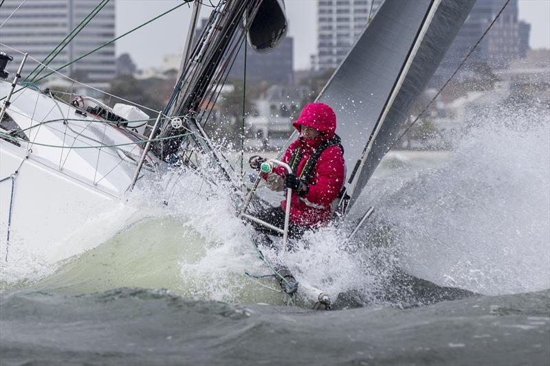 Vertigo crew holds on through a wave - 2022 Australian Women's Keelboat Regatta photo copyright Andrea Francolini taken at Royal Melbourne Yacht Squadron and featuring the IRC class