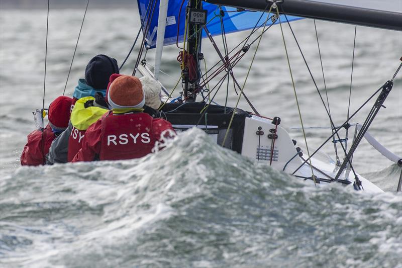 Karyn Gojnich and her Madness crew buried by water - 2022 Australian Women's Keelboat Regatta, day 2 photo copyright Andrea Francolini taken at Royal Melbourne Yacht Squadron and featuring the IRC class