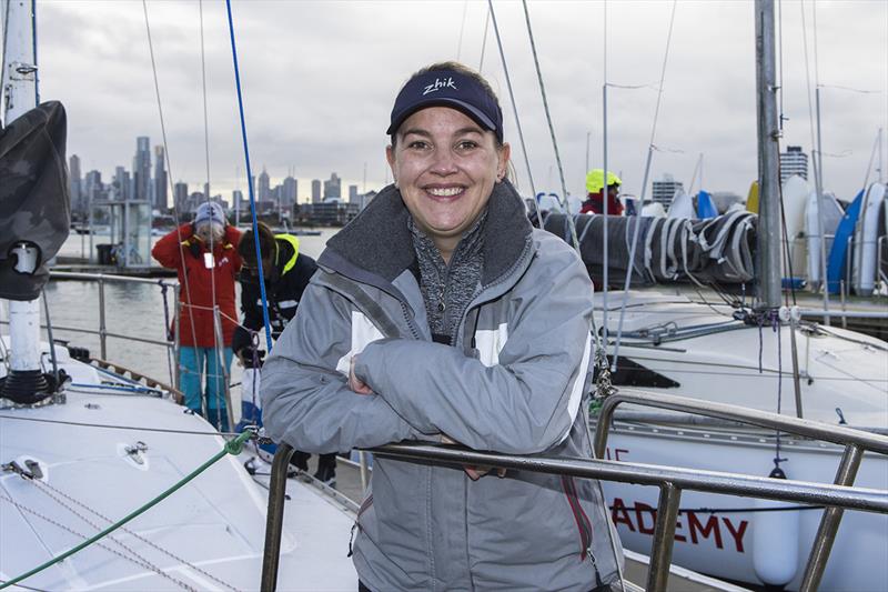 Sarah Clough on the bow of Georgia - Australian Women's Keelboat Regatta photo copyright Andrea Francolini taken at Royal Melbourne Yacht Squadron and featuring the IRC class