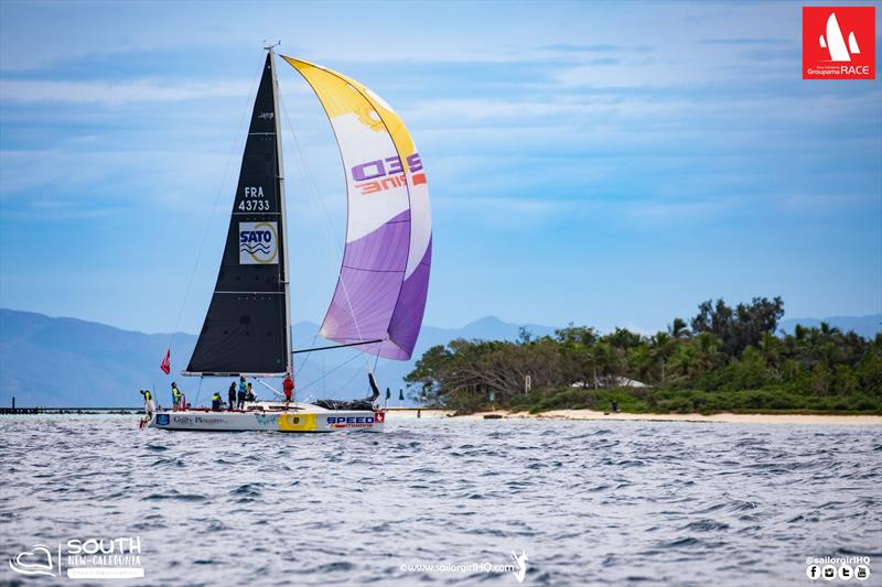 Guilty Pleasures passes Amedee Island - 2022 Groupama Race photo copyright Nic Douglass @sailorgirlHQ taken at Cercle Nautique Calédonien and featuring the IRC class