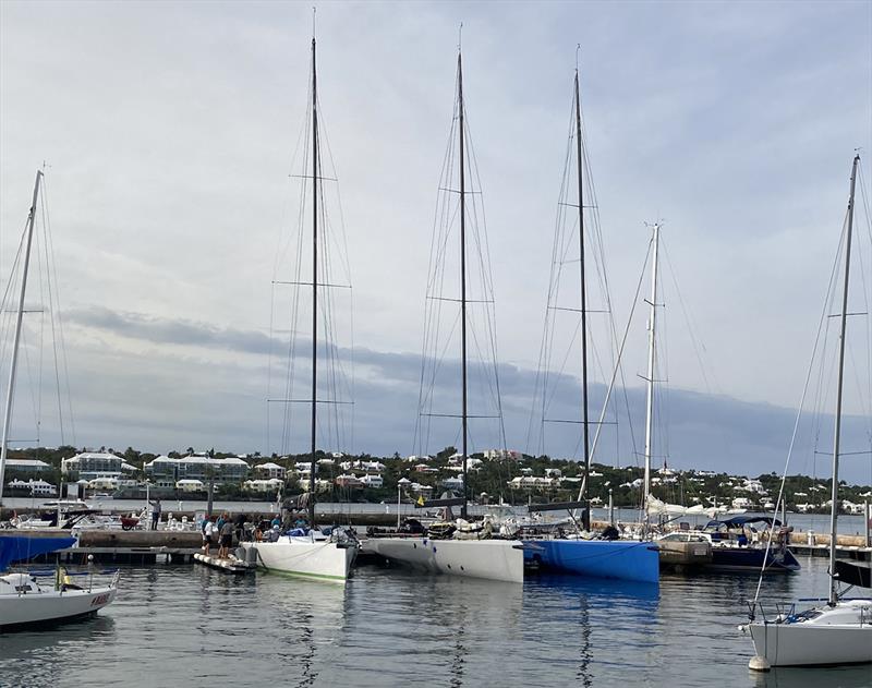 Three 52-footers berthed at Royal Bermuda Yacht Club this morning were, left to right, Hooligan, Callisto, and Warrior Won photo copyright John Burnham taken at Royal Bermuda Yacht Club and featuring the IRC class