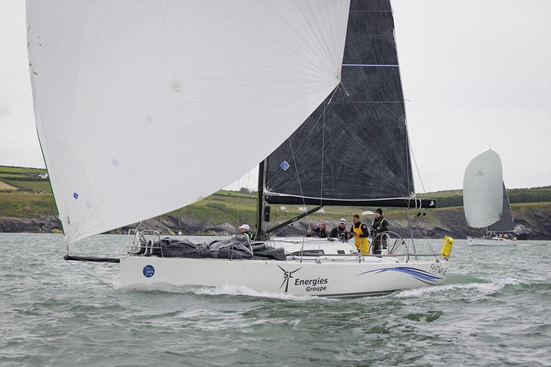 SL ENERGIES Groupe Fastwave skippered by Laurent Charmy at the start of the SSE Renewables Round Ireland Race. photo copyright David Branigan / Oceansport taken at Wicklow Sailing Club and featuring the IRC class