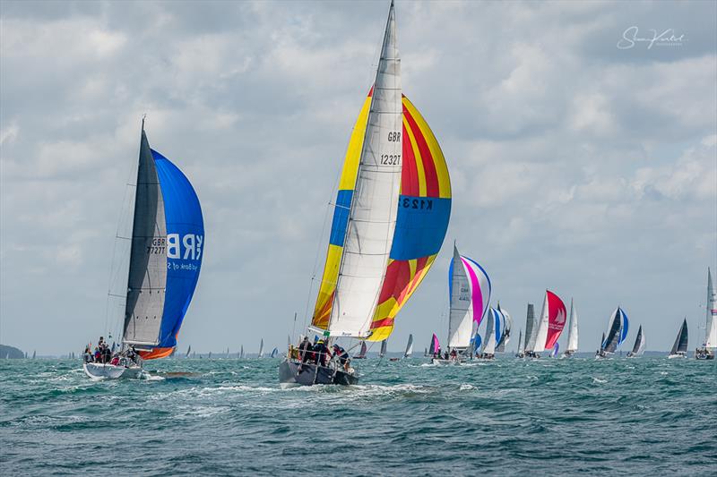 Sailing up the Eastern end of the Solent during the Round the Island Race 2022 photo copyright Sam Kurtul / www.worldofthelens.co.uk taken at Island Sailing Club, Cowes and featuring the IRC class