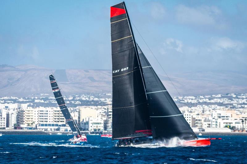 Winning the 2022 RORC Transatlantic Race - 100ft (30.48m) VPLP Design/Verdier maxi Comanche, skippered by Mitch Booth - photo © Lanzarote Photo Sport