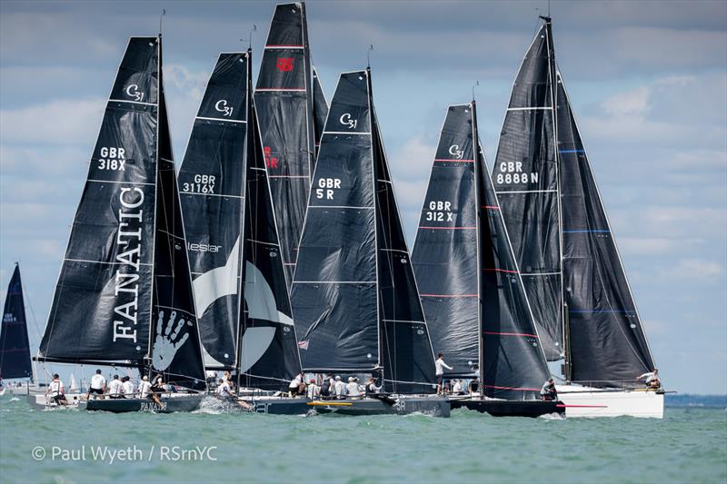 IRC One start during the Salcombe Gin July Regatta at the Royal Southern YC photo copyright Paul Wyeth / RSrnYC taken at Royal Southern Yacht Club and featuring the IRC class