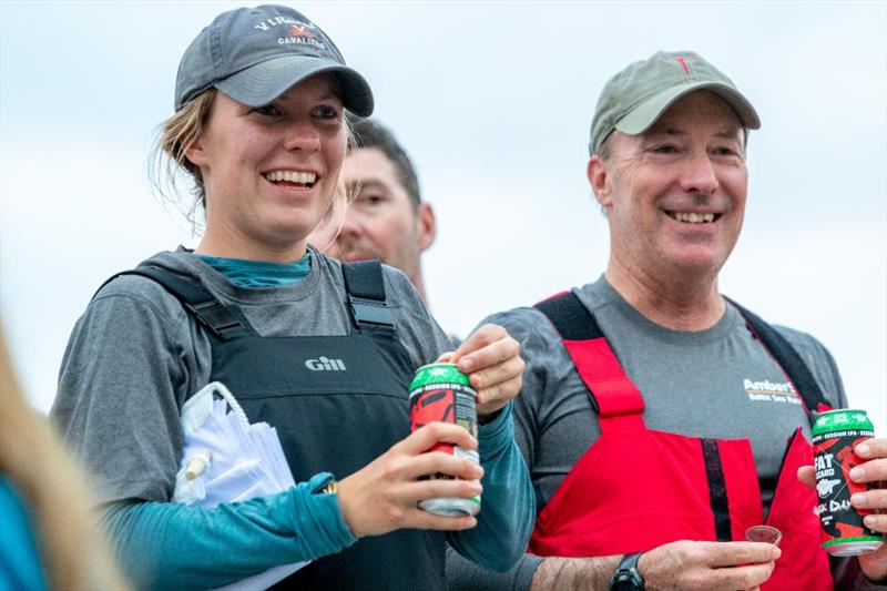 Caitlin and Clarke Murphy on the chartered VO65 Ambersail 2 - Every boat is welcomed back to Helsinki following the finish of the race and greeted with cold beers from race sponsor Fat Lizard, the Finnish craft brewery - Roschier Baltic Sea Race - photo © Pepe Korteniemi / www.pepekorteniemi.fi