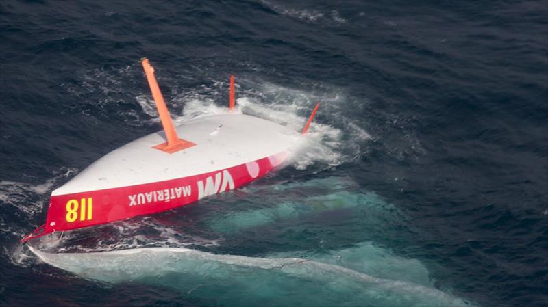 Jan Le Cam's Imoca60 upturned after having lost part of the keel near Cape Horn – Vendée Globe 2008/09 photo copyright Jean-Marie Liot - www.jmliot.com taken at  and featuring the IRC class