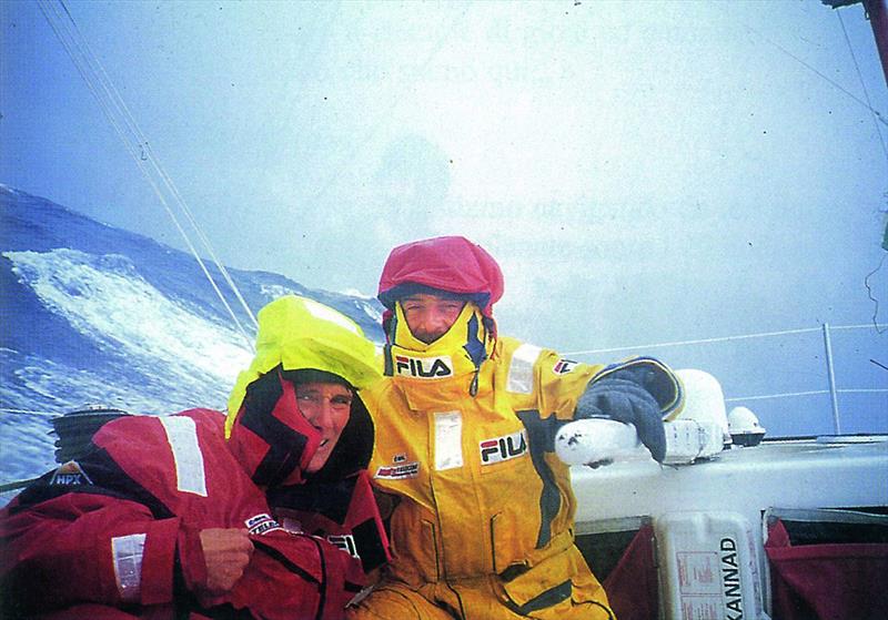 French yachtswoman Isabelle Autissier rescued by Italian skipper Giovanni Soldini during the Around Alone race in 1998 photo copyright Global Solo Challenge taken at  and featuring the IRC class