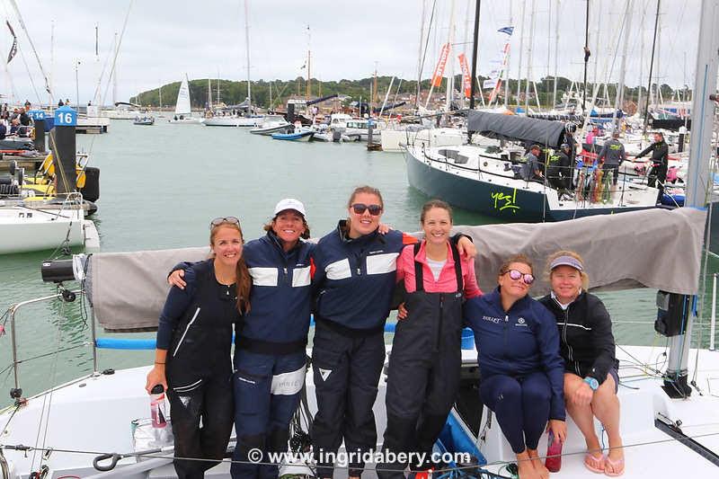 Louise Morton and her crew on Ladies Day - Cowes Week day 4 photo copyright Ingrid Abery / www.ingridabery.com taken at Cowes Combined Clubs and featuring the IRC class