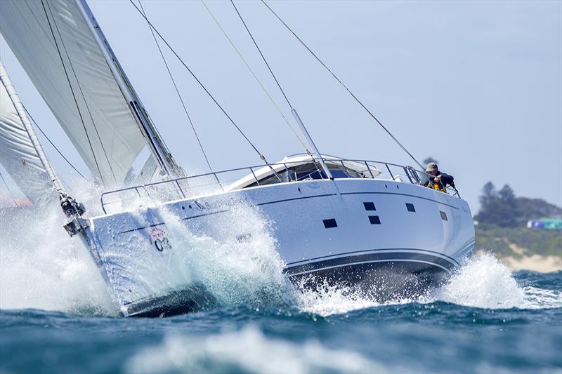 Blue Water Tracks ploughs through the water - Melbourne to Hobart Yacht Race  photo copyright Steb Fisher taken at Ocean Racing Club of Victoria and featuring the IRC class