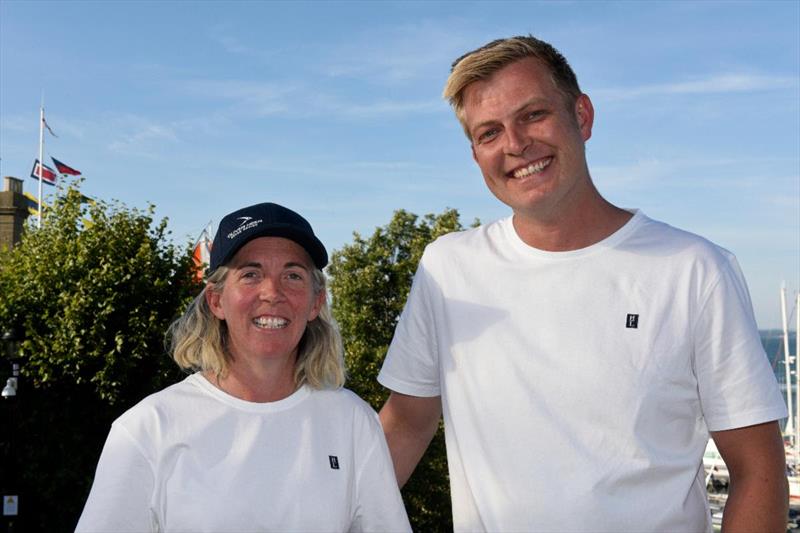 Navigator Libby Greenhalgh and Oliver Heer of the IMOCA Oliver Heer Ocean Racing  - Sevenstar Round Britain & Ireland Race photo copyright Rick Tomlinson / www.rick-tomlinson.com taken at Royal Ocean Racing Club and featuring the IRC class