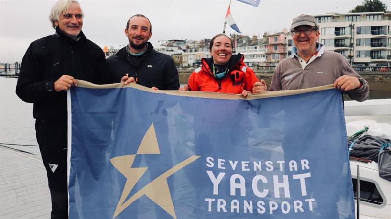 Stuart Greenfield's S&S 34 Morning After: L to R: Stuart Greenfield, Frederick Neville-Jones, Louise Clayton, RORC Admiral Mike Greville photo copyright Louay Habib / RORC taken at Royal Ocean Racing Club and featuring the IRC class