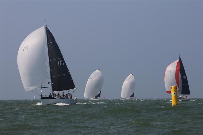 A lively finish line sees Ivan Vermeirsch's HOD 35 Zarafa taking second place in IRC Three on day 1 of the IRC European Championship photo copyright Ineke Peltzer taken at  and featuring the IRC class
