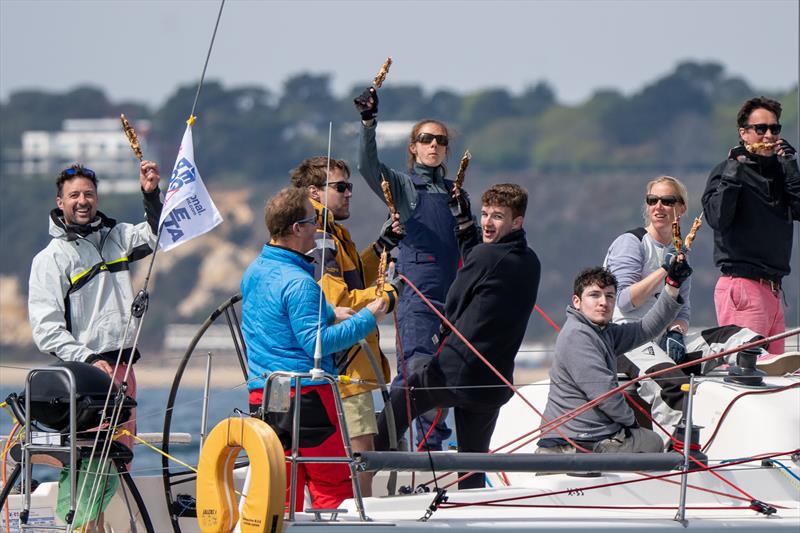 The International Paint Poole Regatta Canford Cup is presented to Ed Wilton and the crew of 'Who's Next' photo copyright Ian Roman / www.ianroman.com taken at Royal Motor Yacht Club, England and featuring the IRC class