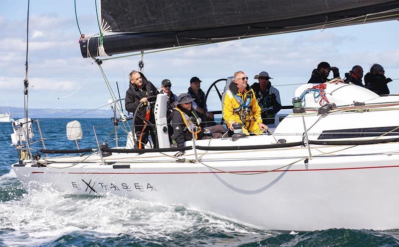 Paul Buchholz at the helm of Extasea - Rudder Cup photo copyright Steb Fisher taken at Ocean Racing Club of Victoria and featuring the IRC class