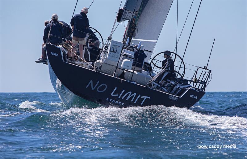 No Limit rolls over a gentle swell photo copyright Bow Caddy Media taken at Cruising Yacht Club of Australia and featuring the IRC class