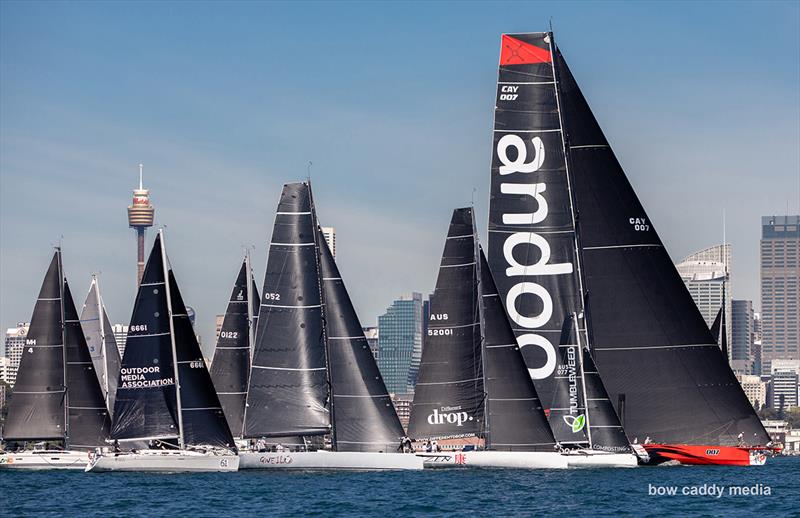 Big and small mix it up on the start line photo copyright Bow Caddy Media taken at Cruising Yacht Club of Australia and featuring the IRC class