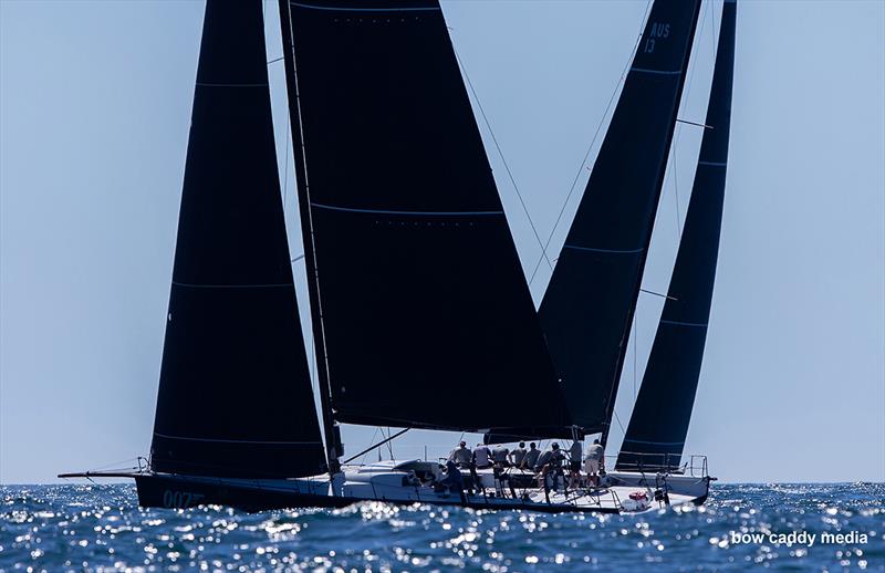 Money Penny and No Limit cross tacks photo copyright Bow Caddy Media taken at Cruising Yacht Club of Australia and featuring the IRC class