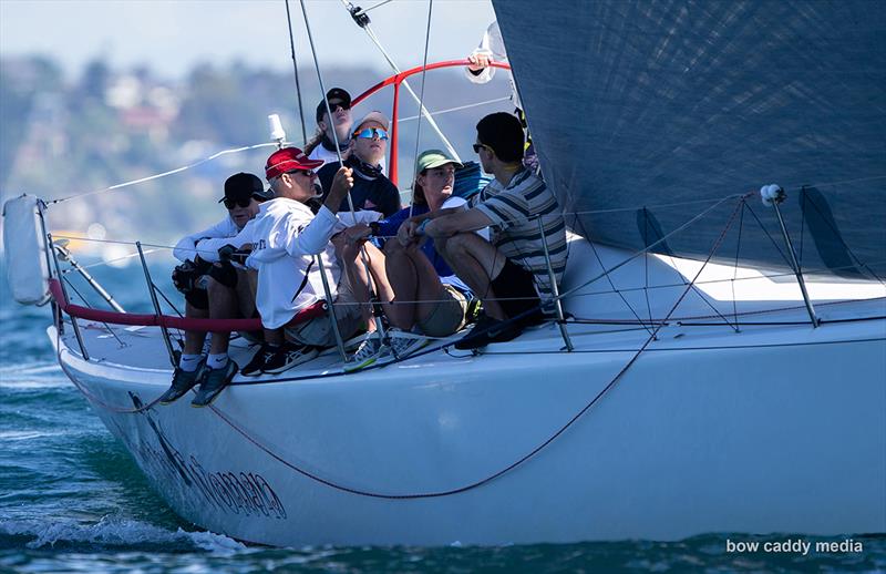 Light air crew positions on Pretty Woman photo copyright Bow Caddy Media taken at Cruising Yacht Club of Australia and featuring the IRC class