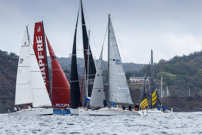 Multi-class fleet assembles at the beginning of the Peters & May Round Antigua Race - photo © Paul Wyeth / pwpictures.com
