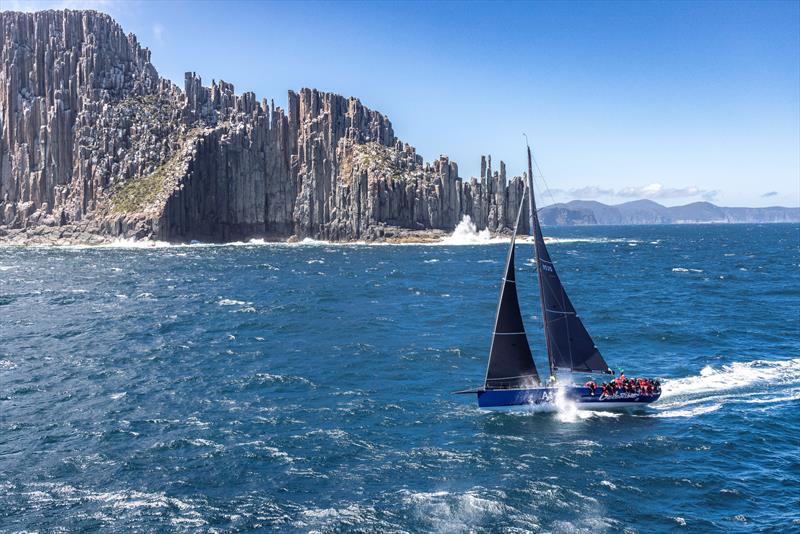 Celestial passes the Organ Pipes during the 2021 Rolex Sydney Hobart Yacht Race photo copyright Rolex / Andrea Francolini taken at Cruising Yacht Club of Australia and featuring the IRC class