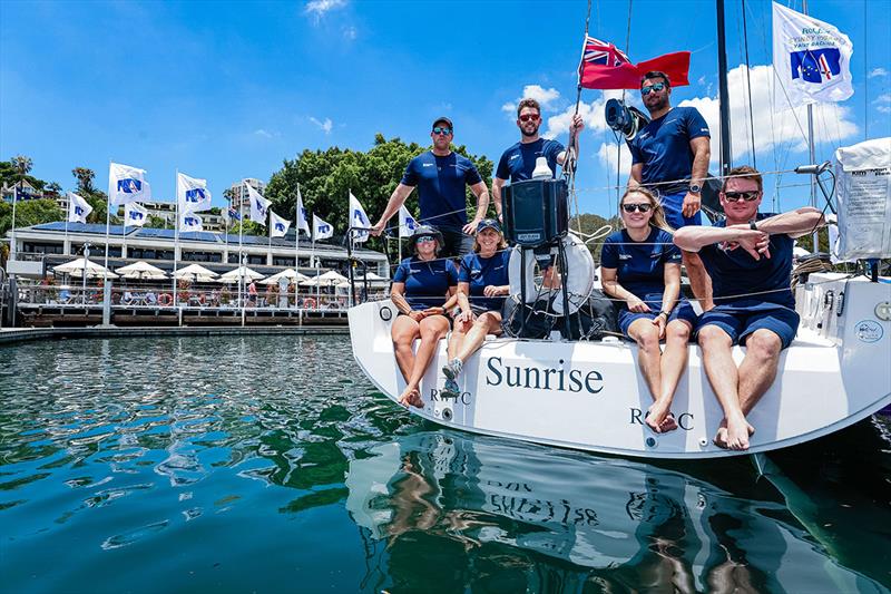 The Sunrise crew, sans owner/skipper Tom Kneen, at the Cruising Yacht Club of Australia - photo © Salty Dingo