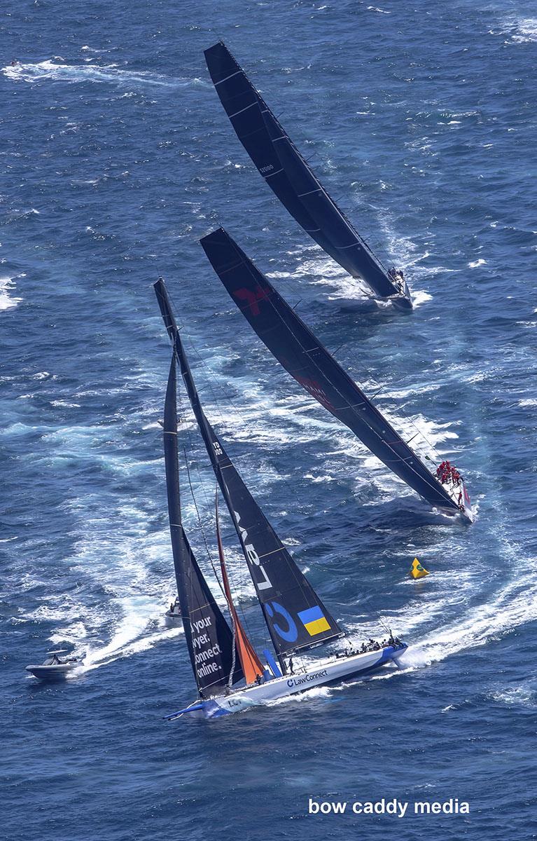 Start of the 2022 Sydney Hobart race and LawConnect leads around the seaward mark - photo © Bow Caddy Media