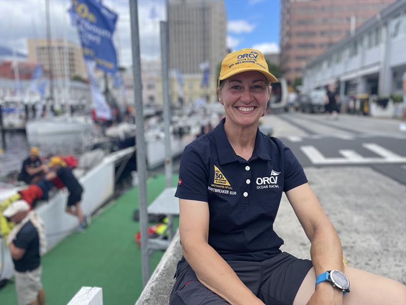 Yacht rigger Janet Wilks, a very happy crew member from Hartbreaker after finishing the 50th Melbourne to Hobart Yacht Race - photo © Jane Austin