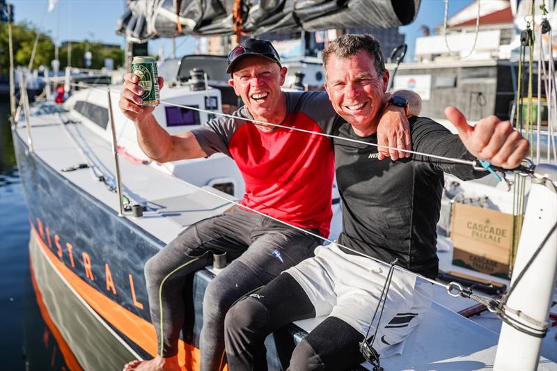 Greg O'Shea (left) and Rupert Henry celebrate their divisional wins photo copyright Salty Dingo taken at Cruising Yacht Club of Australia and featuring the IRC class