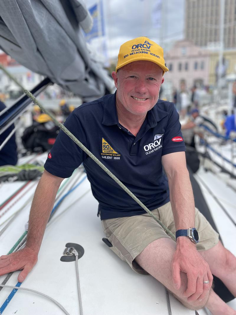 Ian Snape, skipper of Sailient - Melbourne to Hobart Yacht Race photo copyright Jane Austin taken at Ocean Racing Club of Victoria and featuring the IRC class